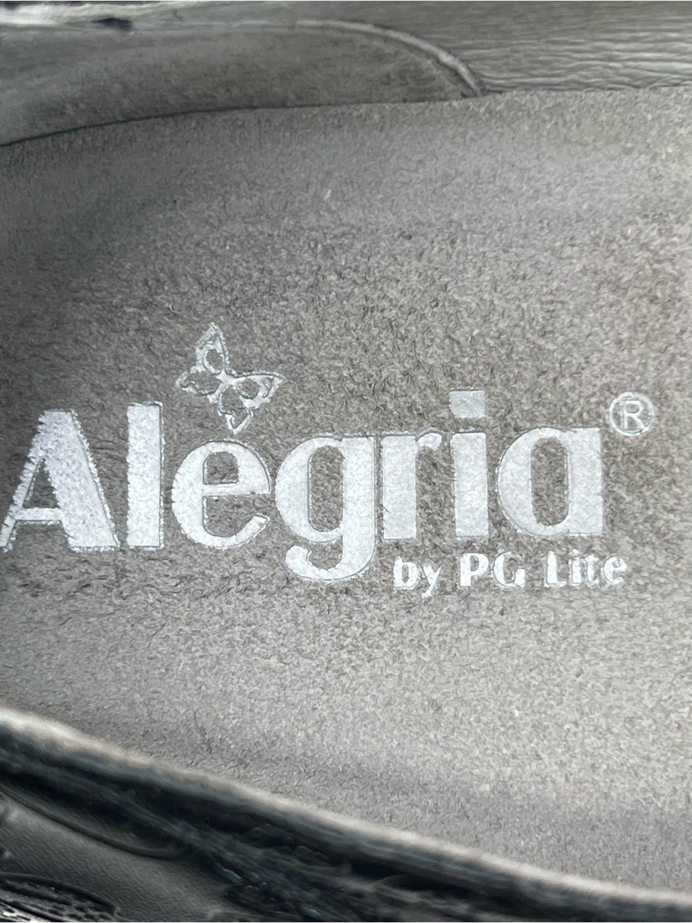 Alegria Black Embossed Floral Mary Jane Flats with Strap - Picture 8 of 9